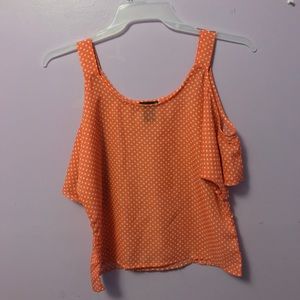 Pink Polka Dotted Cold Shoulder Top